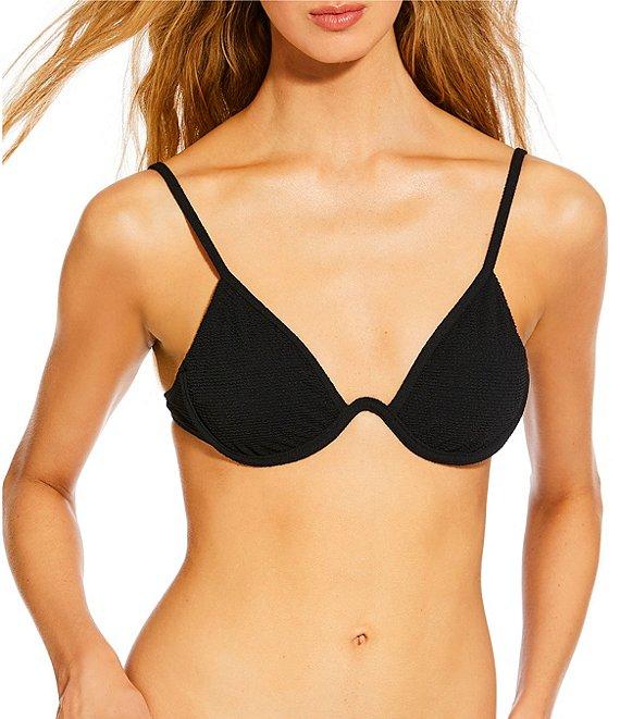 GB Solid Scrunchie Textured Tanga High Leg Hipster Swim Bottom Product Image