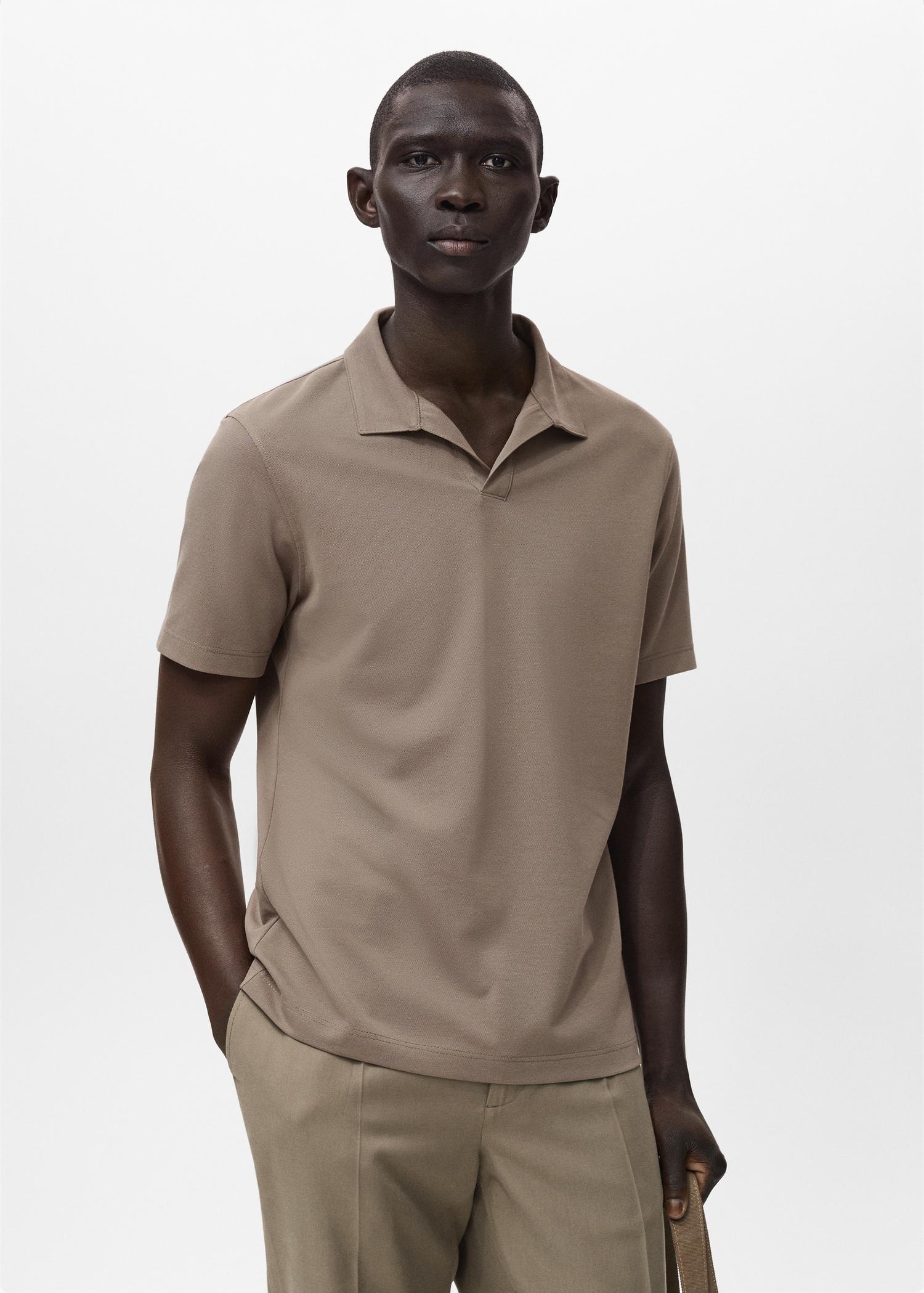 Cotton piqué polo shirt - Men | MANGO USA Product Image