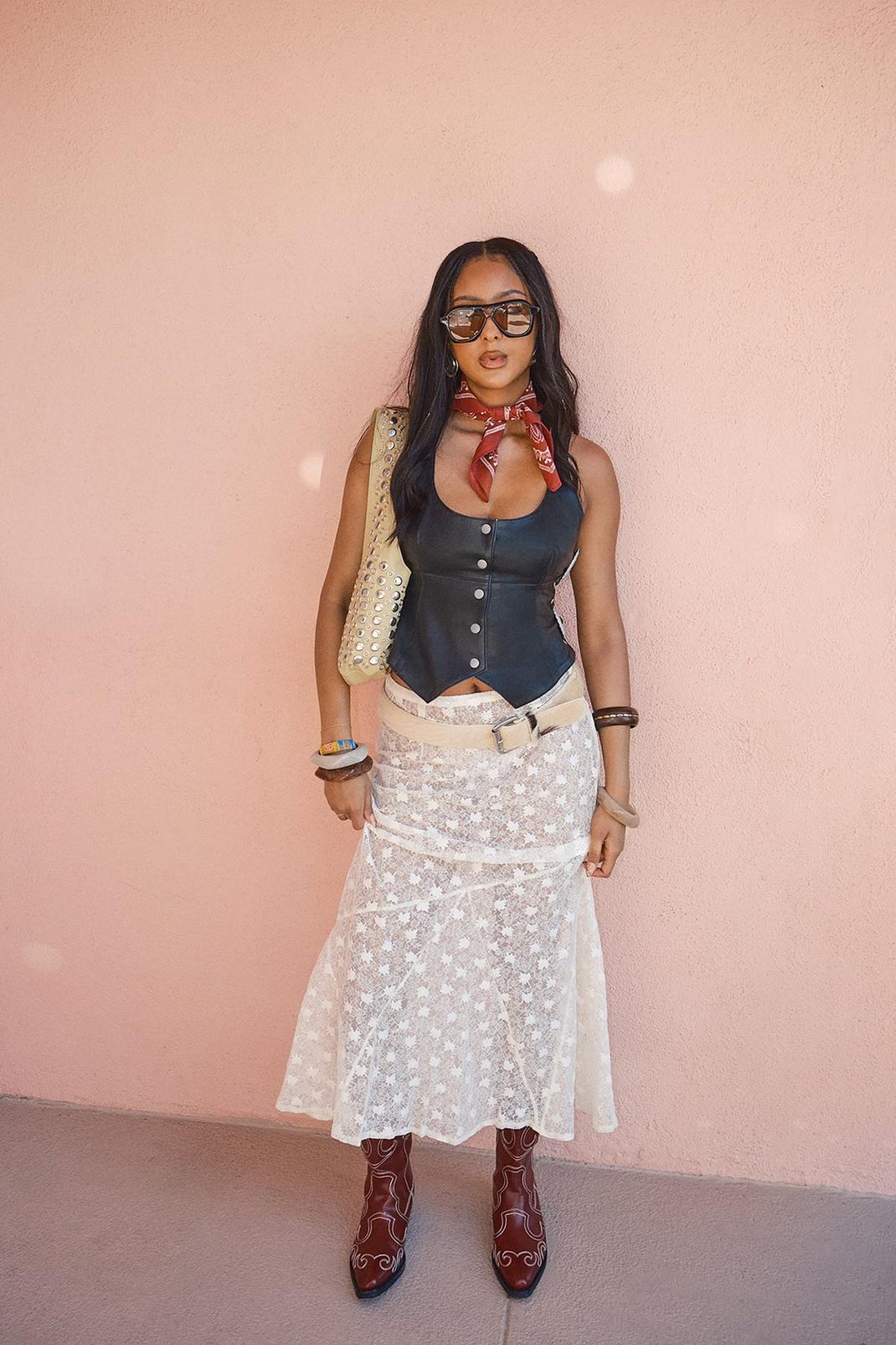 Real Leather Buckle Detail Western Vest Product Image