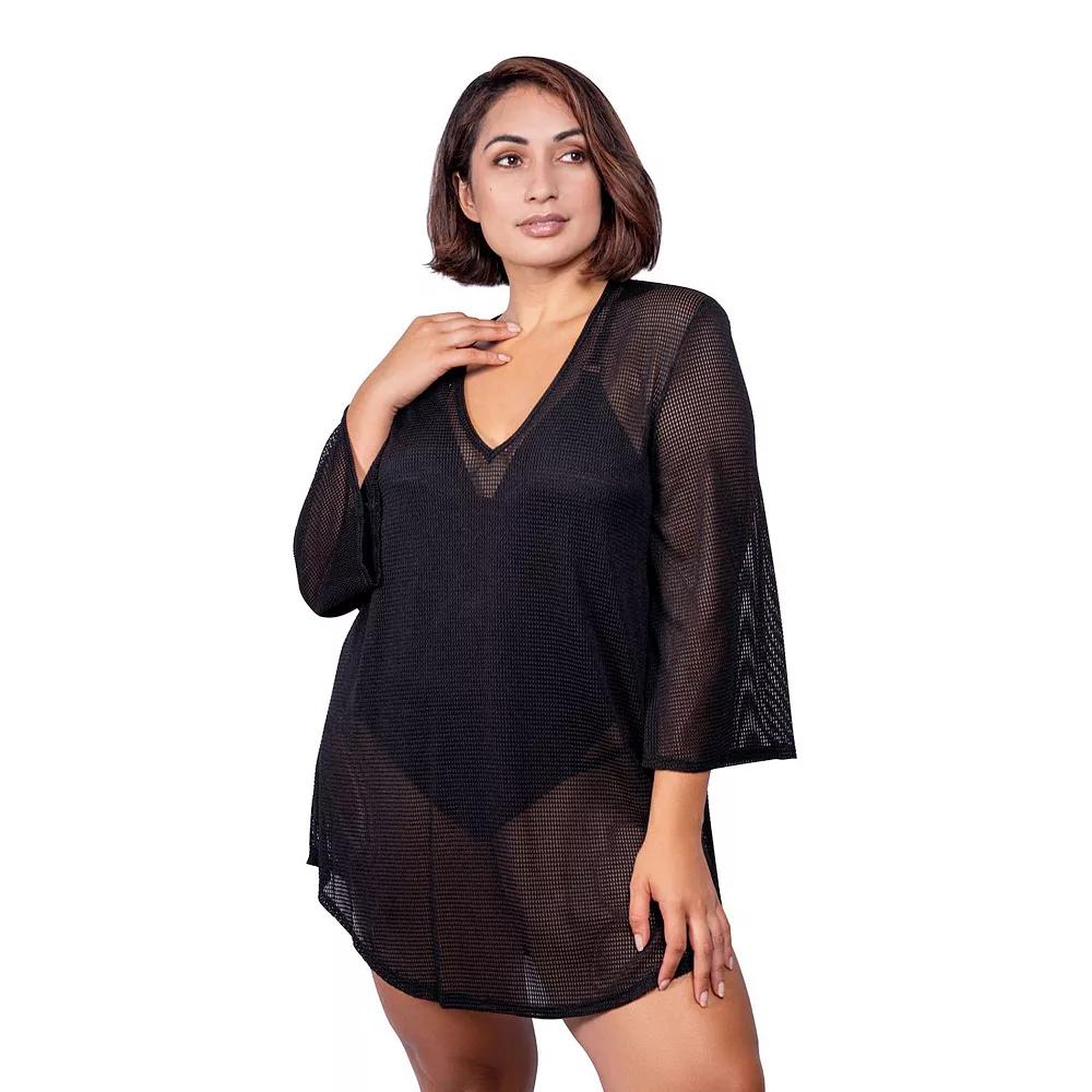 Plus Size Jordan Taylor Sheer Swim Tunic Cover-Up, Women's, Size: 1XL, Black Product Image