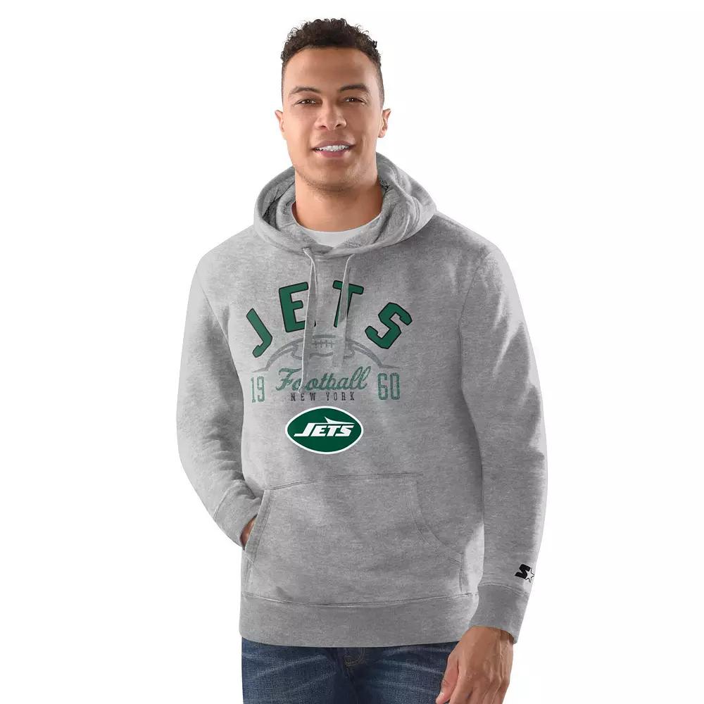 Men's Starter  Heather Gray New York Jets Pullover Hoodie, Size: XL, Grey Product Image