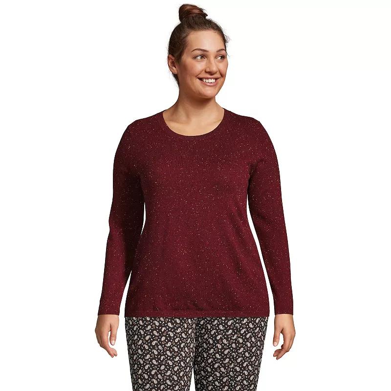 Plus Size Lands' End Crewneck Cashmere Sweater, Women's, Size: 2XL, Red Donegal Product Image