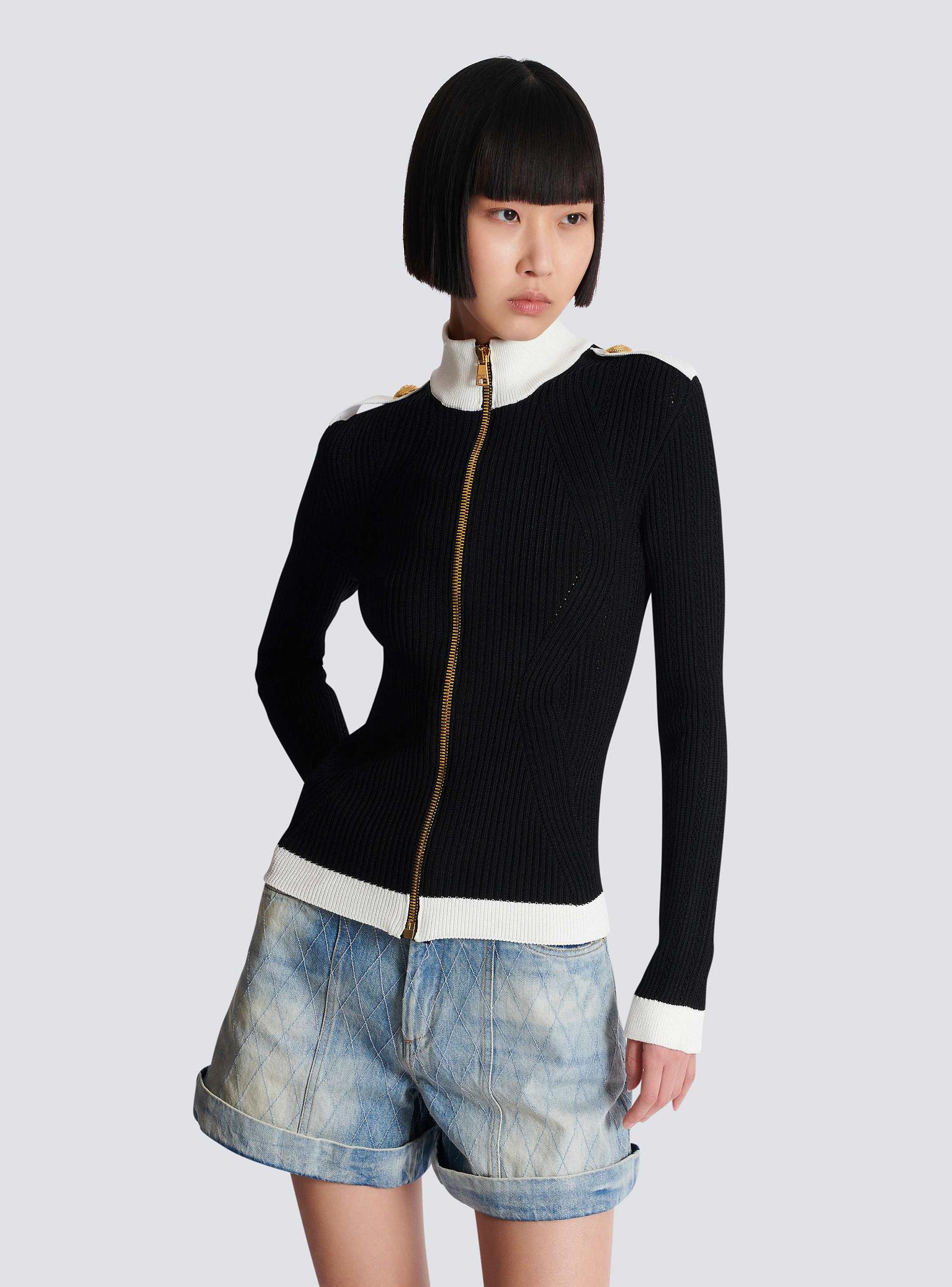 Zipped high-neck knit cardigan  Product Image