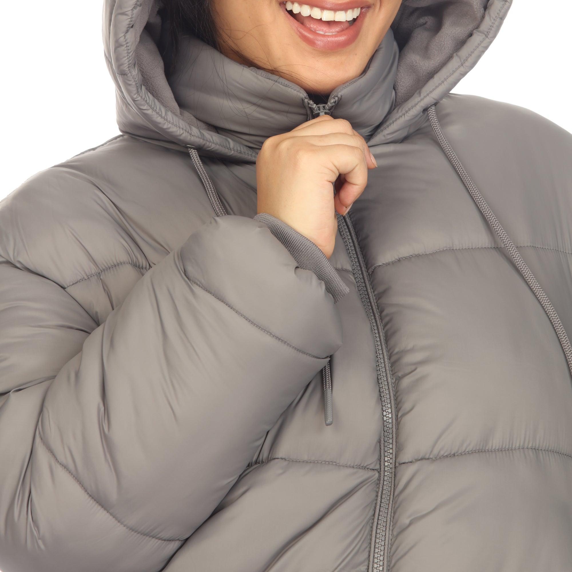Full Front Zip Hooded Bomber Puffer Coat - Plus Product Image