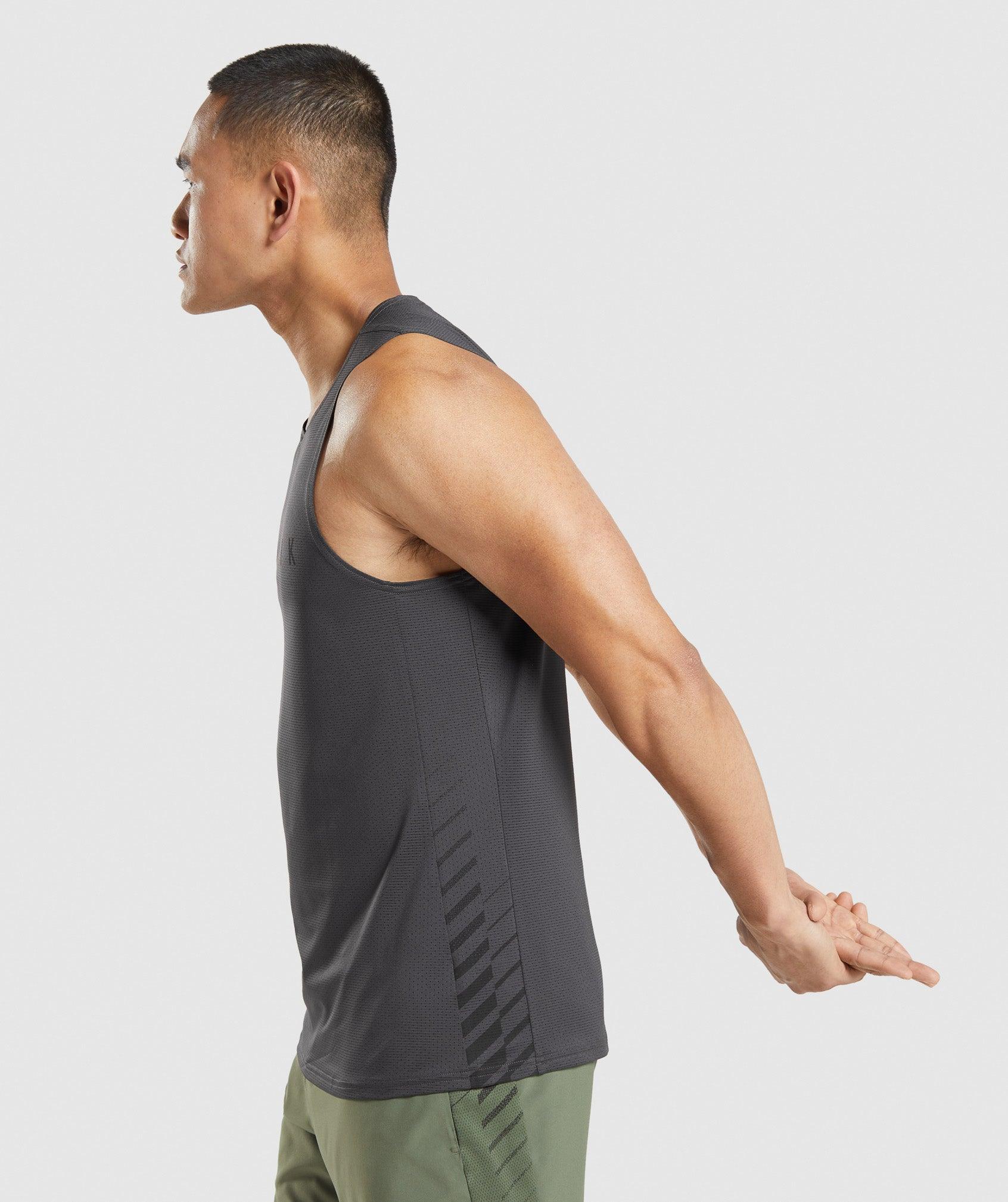 Gymshark Sport Stripe Tank - Onyx Grey Male Product Image