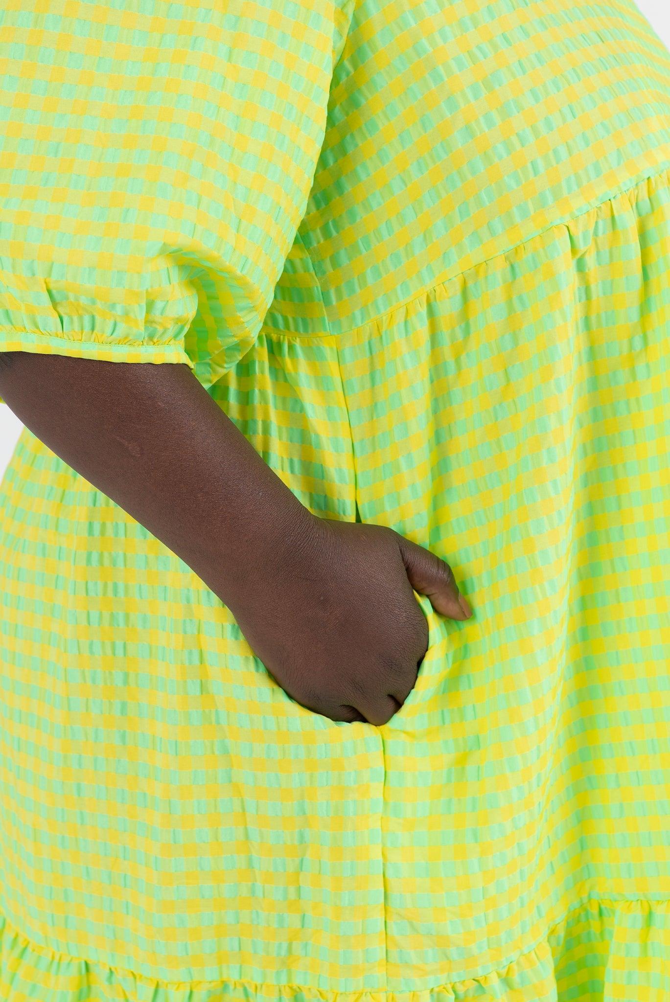 Rosemary Dress - Acid Apple Gingham Product Image