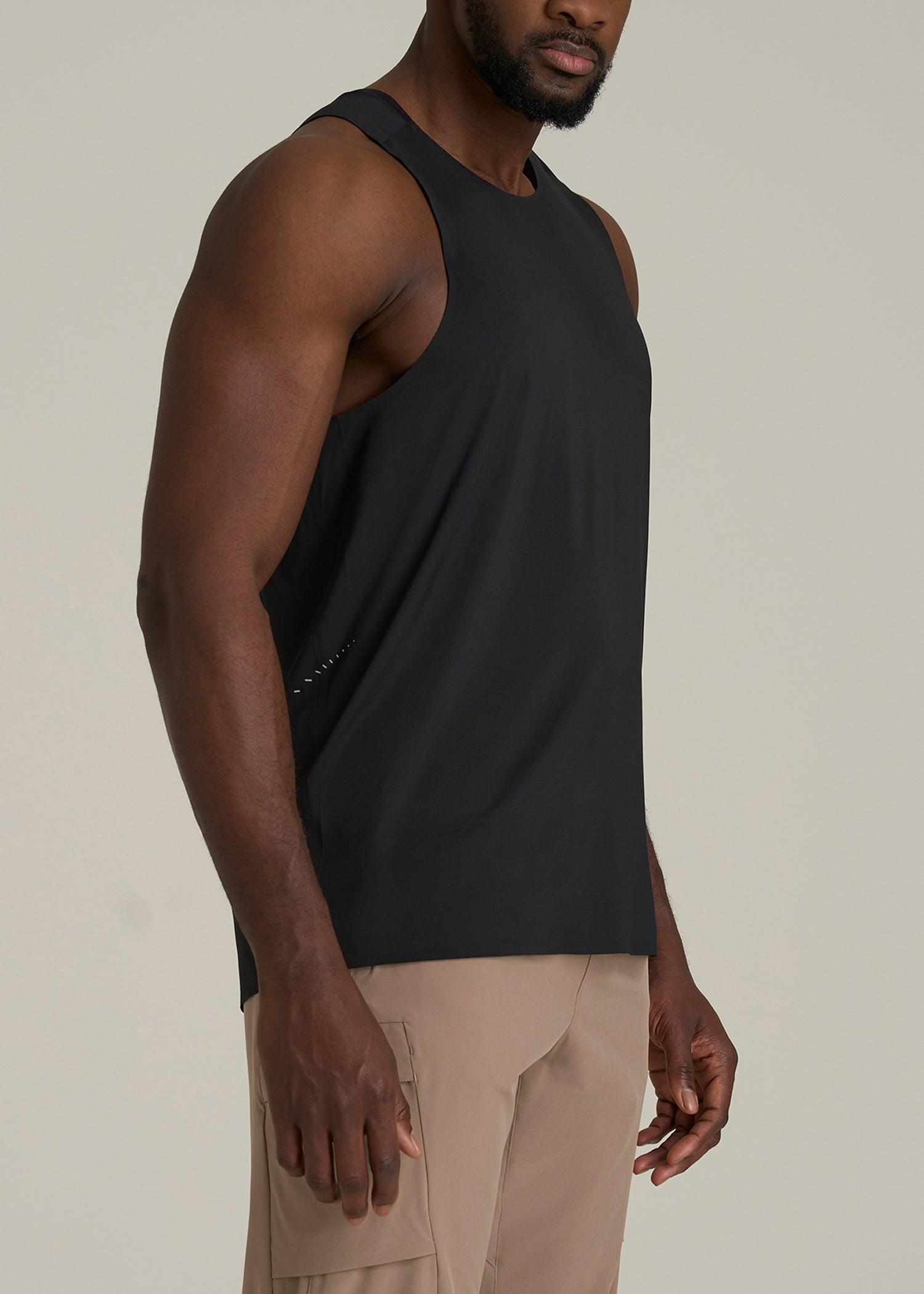 Perforated Training Singlet for Tall Men in Black Product Image