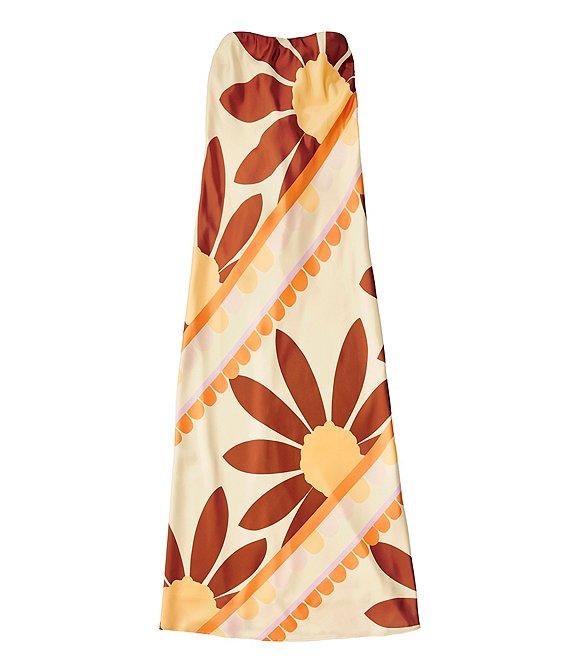 Gianni Bini Francesca Strapless Print Satin Slip Maxi Dress Product Image