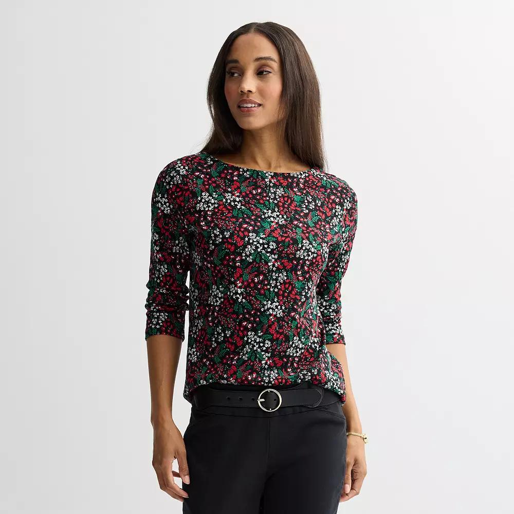 Petite Croft & Barrow® Boatneck Top, Women's,  Product Image