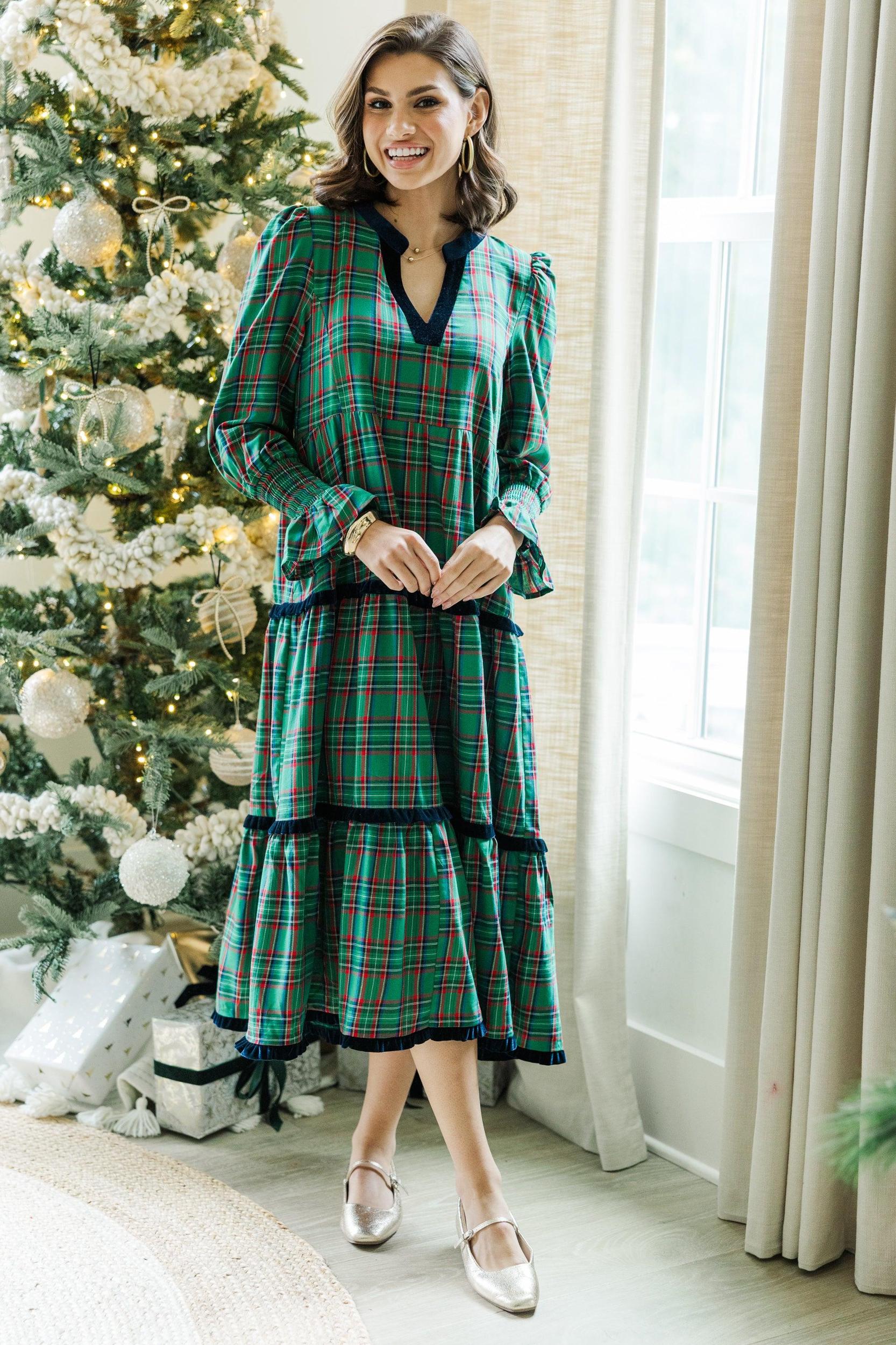 What A Surprise Green Plaid Midi Dress Female Product Image