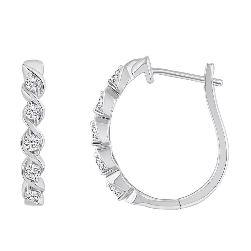 Celebration Gems 14k Gold 1/3 Carat T.W. Diamond Hoop Earrings, Women's Product Image