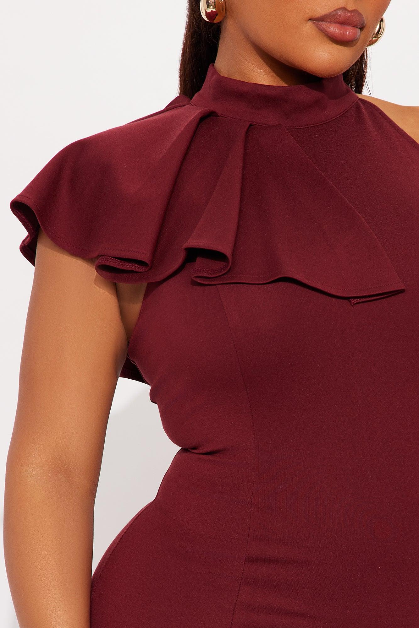 Ruffle Butter Dress - Burgundy Female Product Image