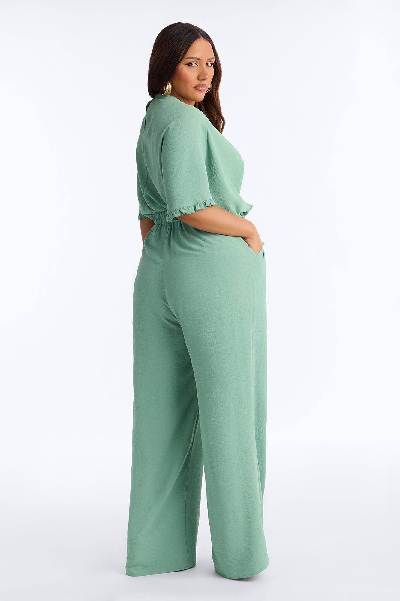 Celine Wide Leg Jumpsuit - Sage Female Product Image