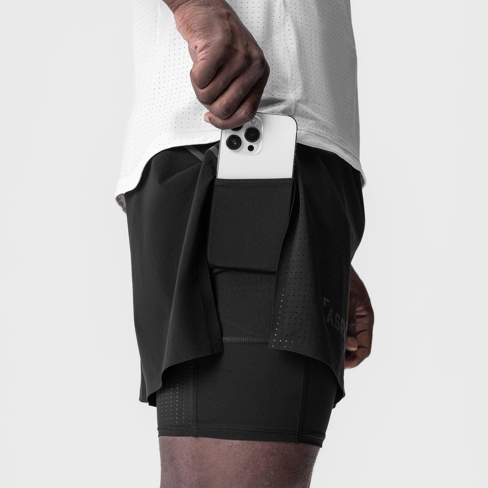 0951. Aerotex™ 4" High Split Liner Short - Black/Black Male Product Image