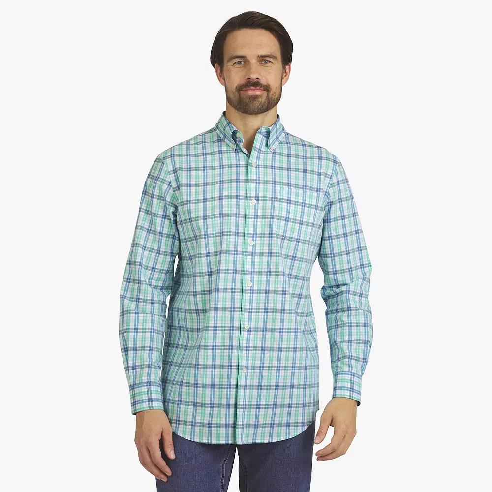 Men's Chaps Woven Long Sleeve Button-Down Shirt, Size: Medium, Pool Blue Product Image