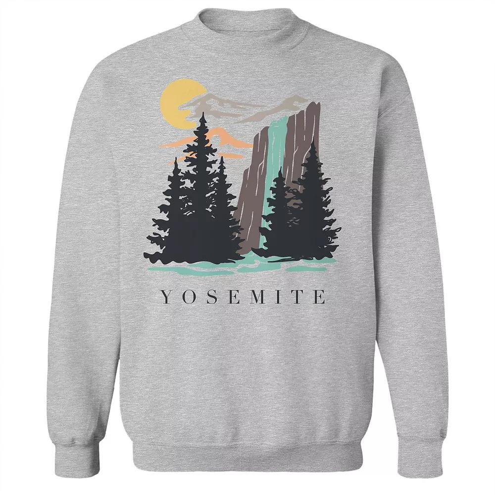 Junior's Yosemite Waterfall Graphic Fleece Sweatshirt, Women's, Size: Small, Sport Gray Product Image