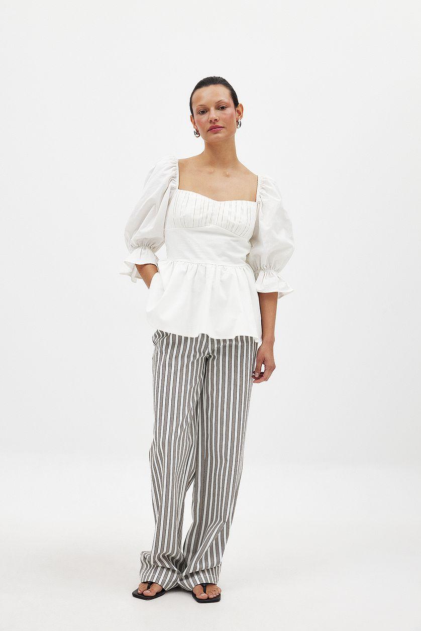 Linen Blend Tie Back Blouse Product Image