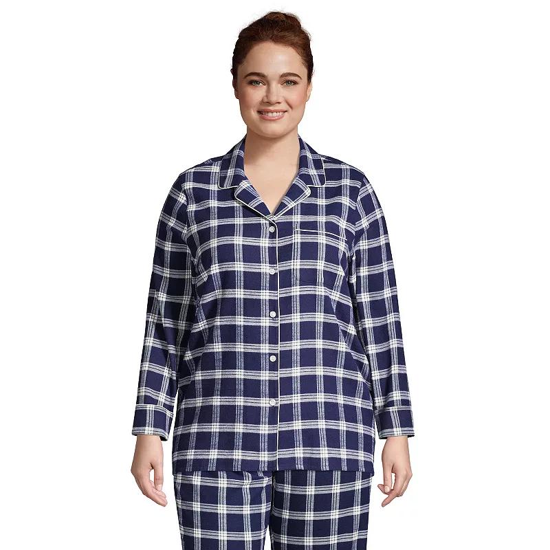 Plus Size Lands End Long Sleeve Flannel Pajama Top, Womens Product Image
