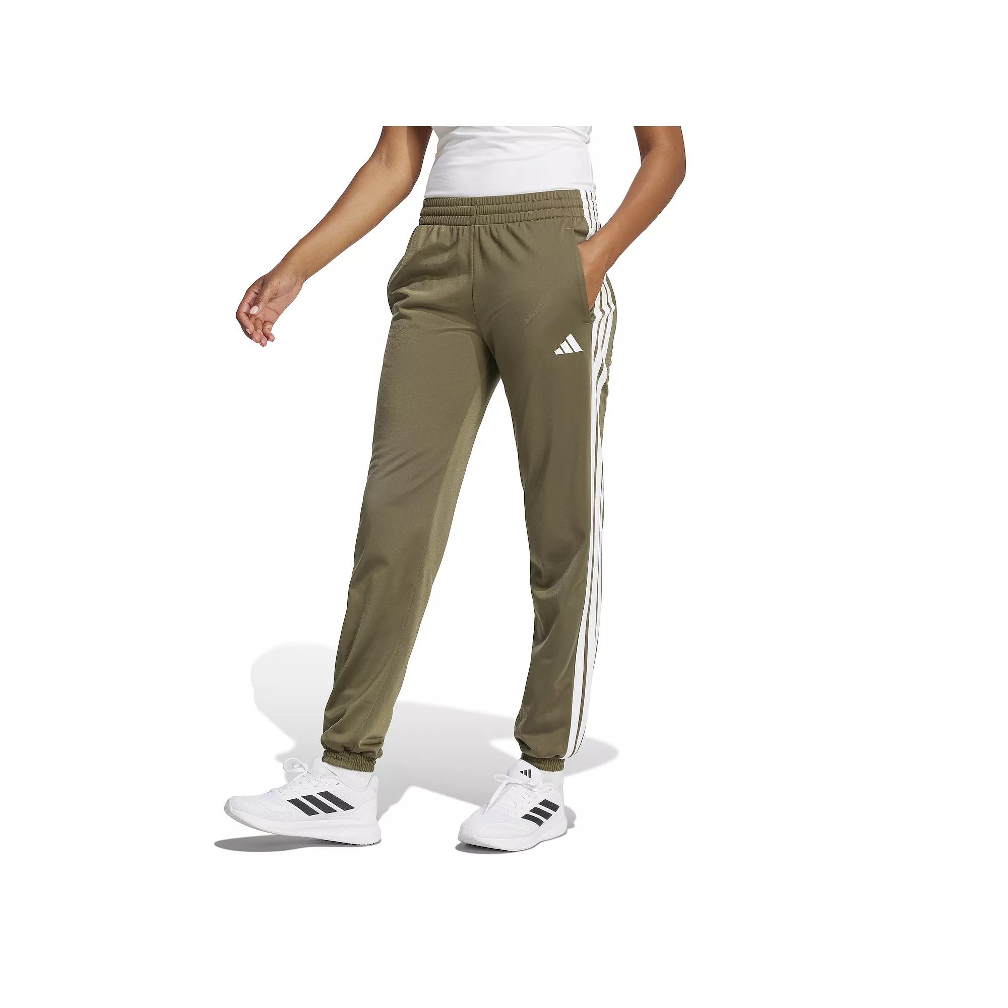 Women's adidas Tricot 3-Stripes Track Pants, Size: XS, Green Strata White Product Image