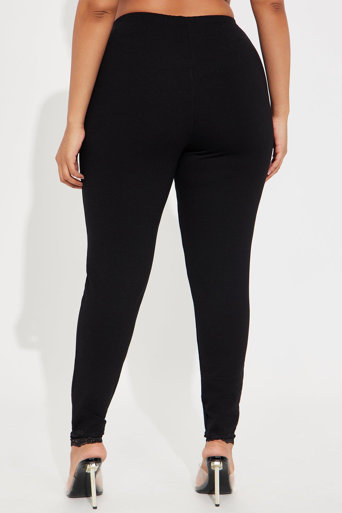 Trina Lace Trim Legging - Black Product Image