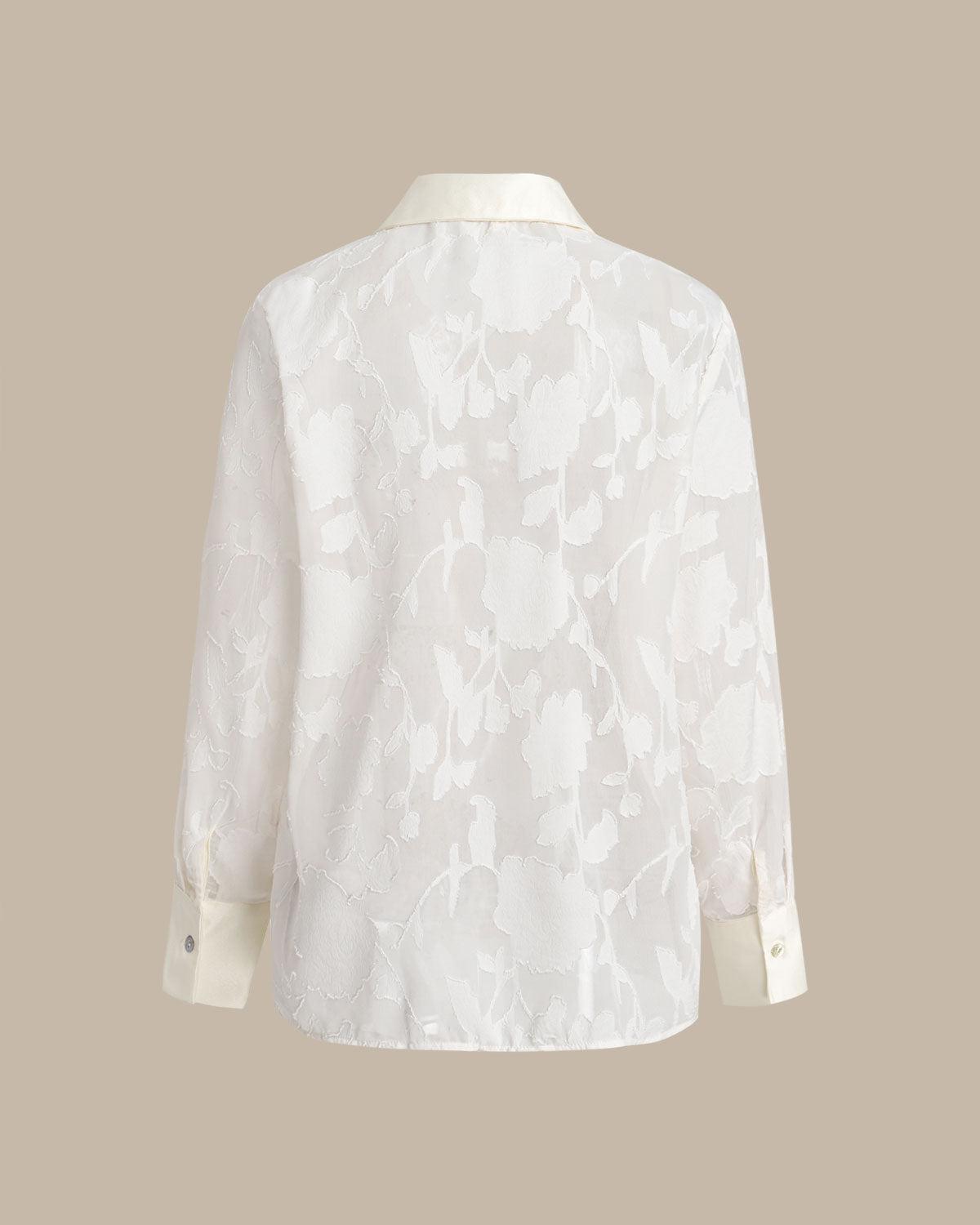 Apricot Floral Textured Button Shirt Product Image