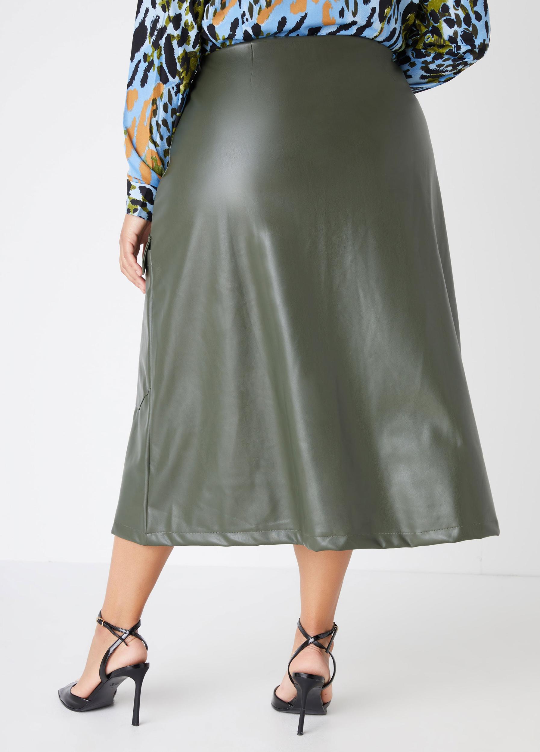 Faux Leather Midaxi Cargo Skirt Product Image