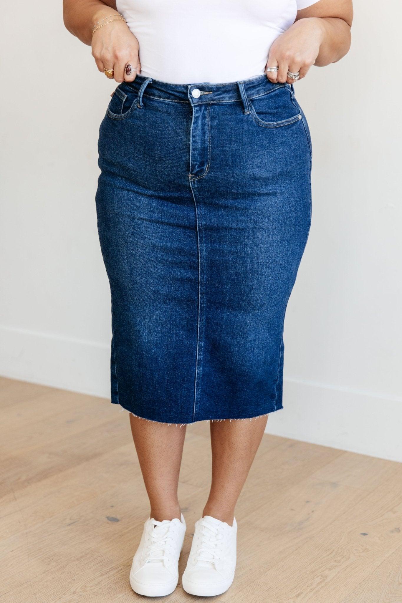 Marcy High Rise Denim Midi Skirt (Online Exclusive) Product Image