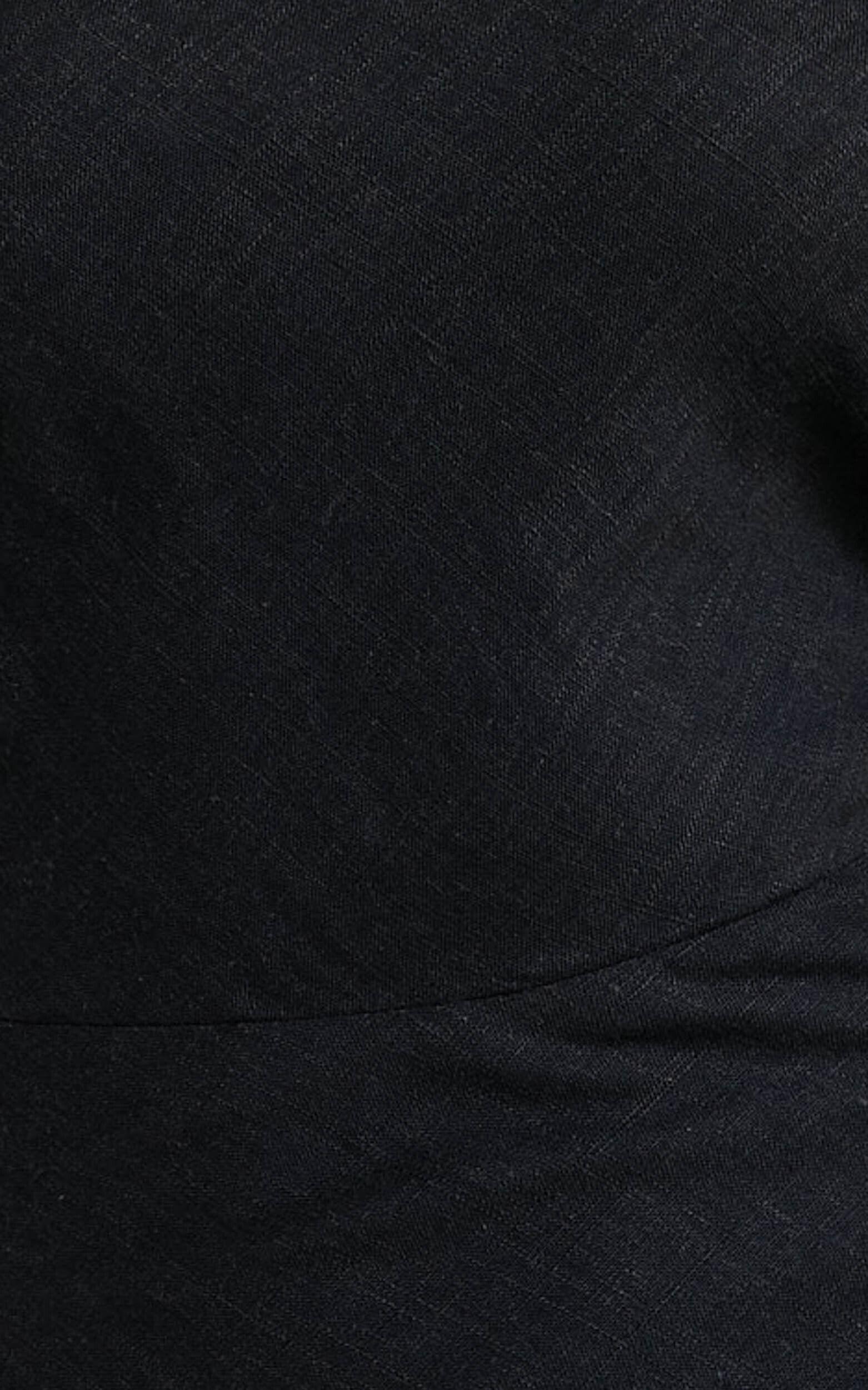 Maelynn Midi Dress - Linen Twist Halter Neck Low Back Slip Dress in Black Product Image