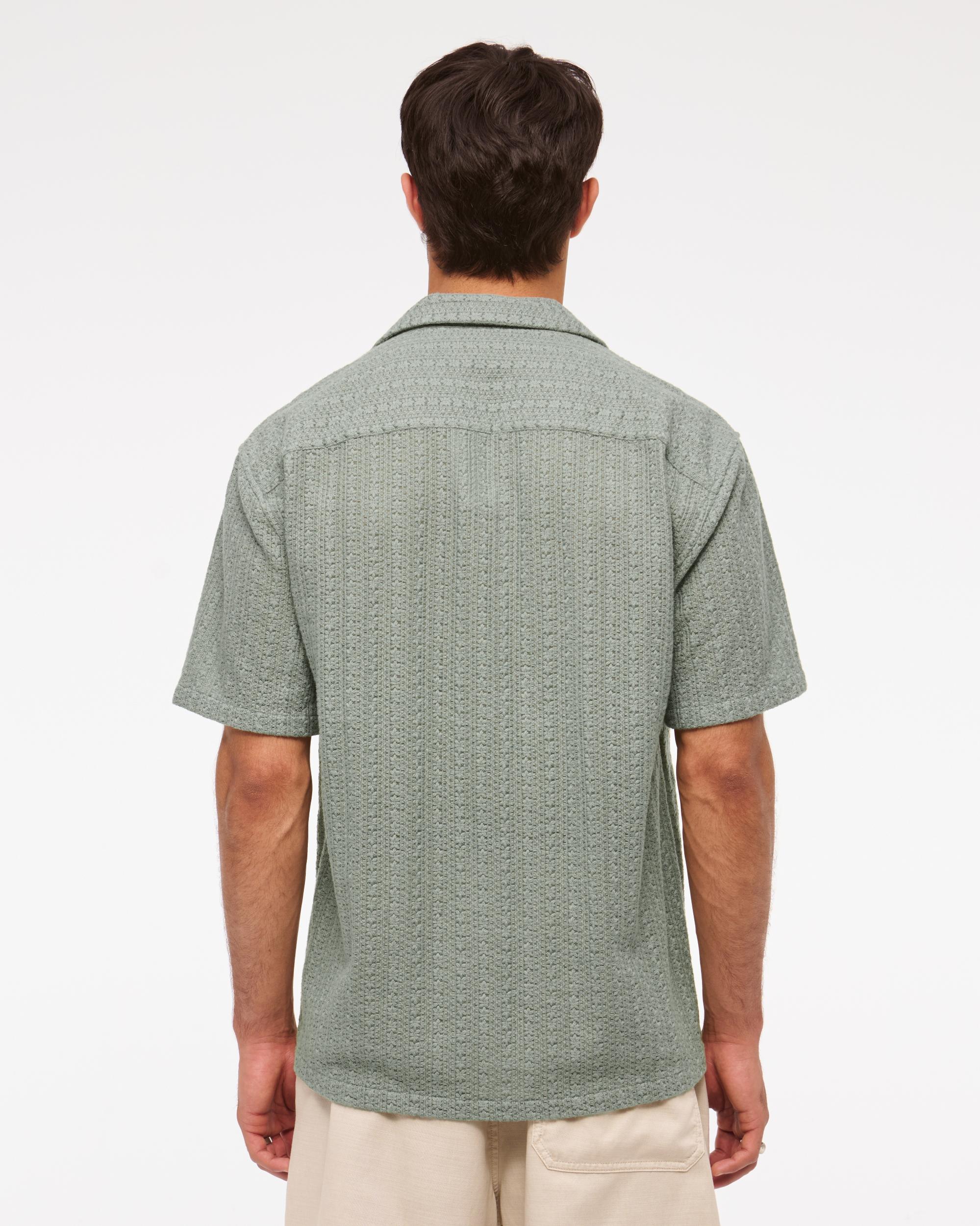 Camp Collar Cropped Lace Shirt Product Image