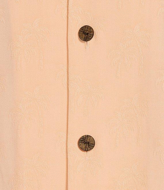 Caribbean Palm Trees Jacquard Short Sleeve Woven Camp Shirt Product Image