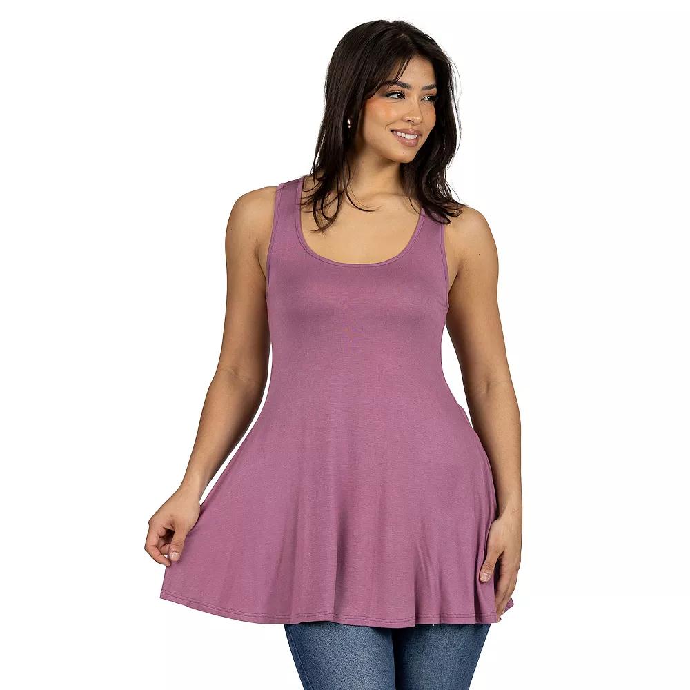 Women's 24Seven Comfort Apparel Scoop Neck Sleeveless Tunic Top,  Product Image