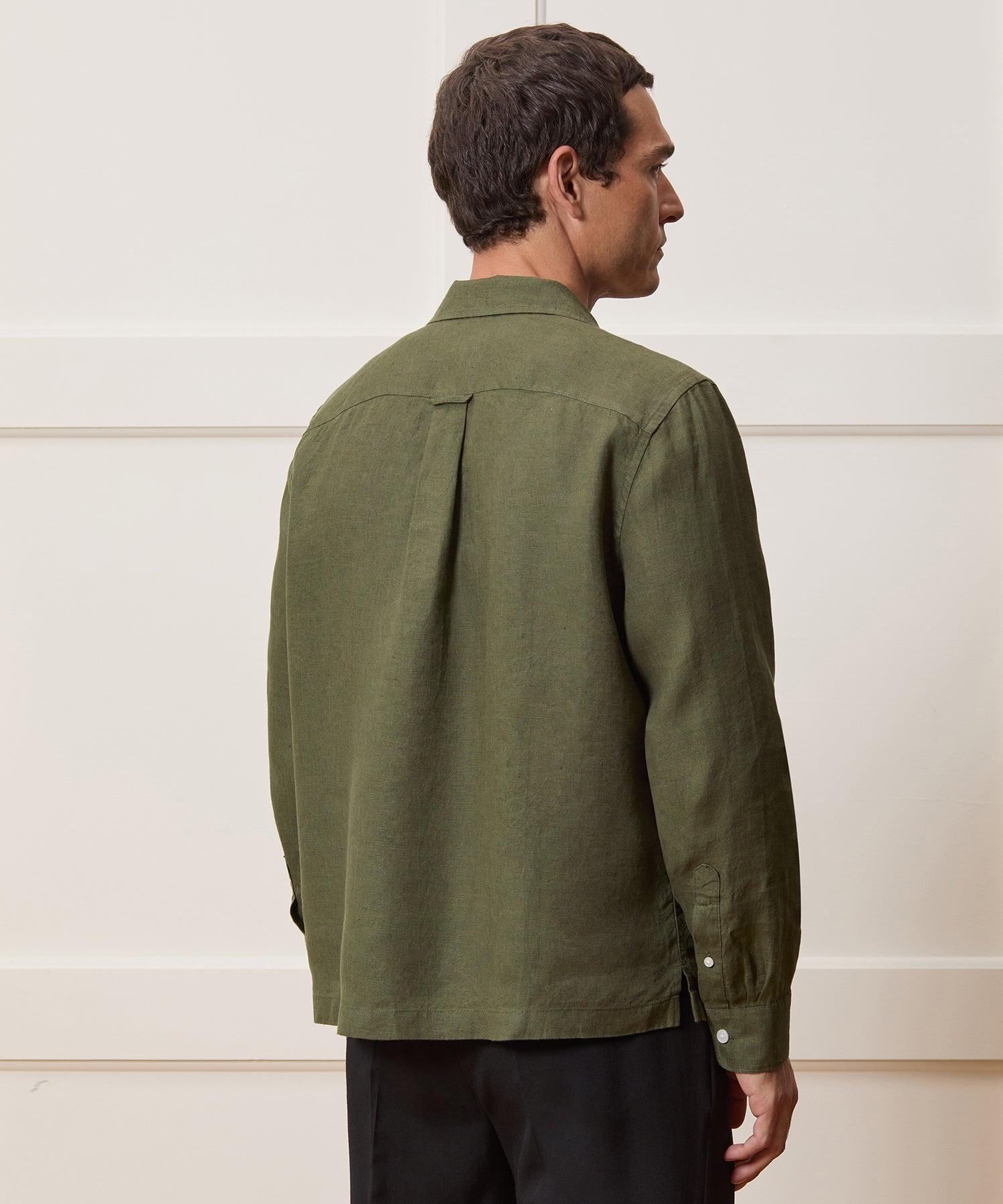 Cropped Sea Soft Irish Linen Camp Collar Shirt Product Image