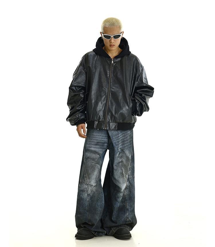 RT No. 11622 BLACK HOODED LEATHER JK Product Image