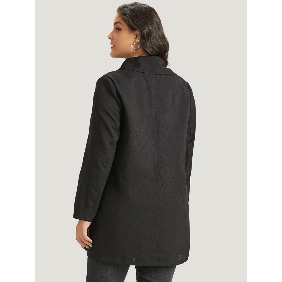 Plus Size Halloween Solid Lapel Collar Double Breasted Pocket Coat Women Black Casual Plain Ladies Everyday Winter Coats BloomChic 18-20/2X Product Image