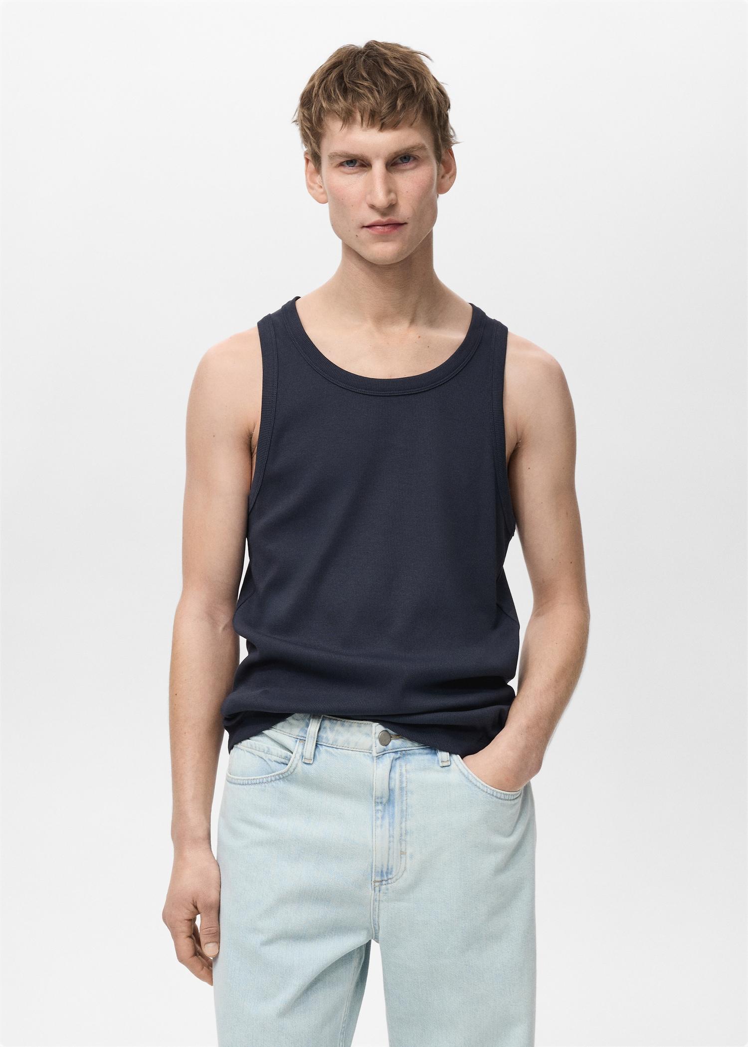 Slim-fit ribbed tank top - Men | MANGO USA Product Image