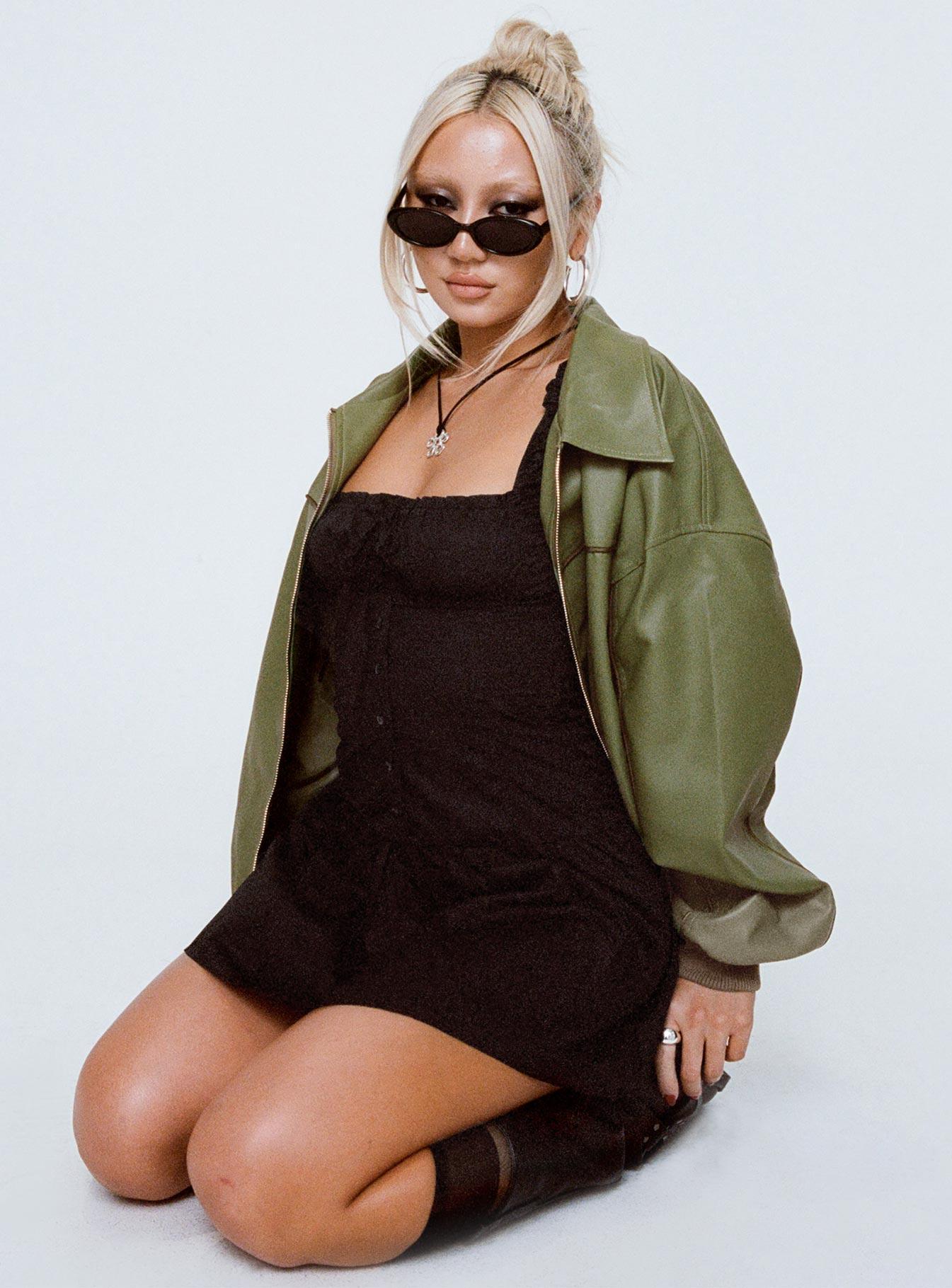 Heart Shaped Mini Dress Black Product Image