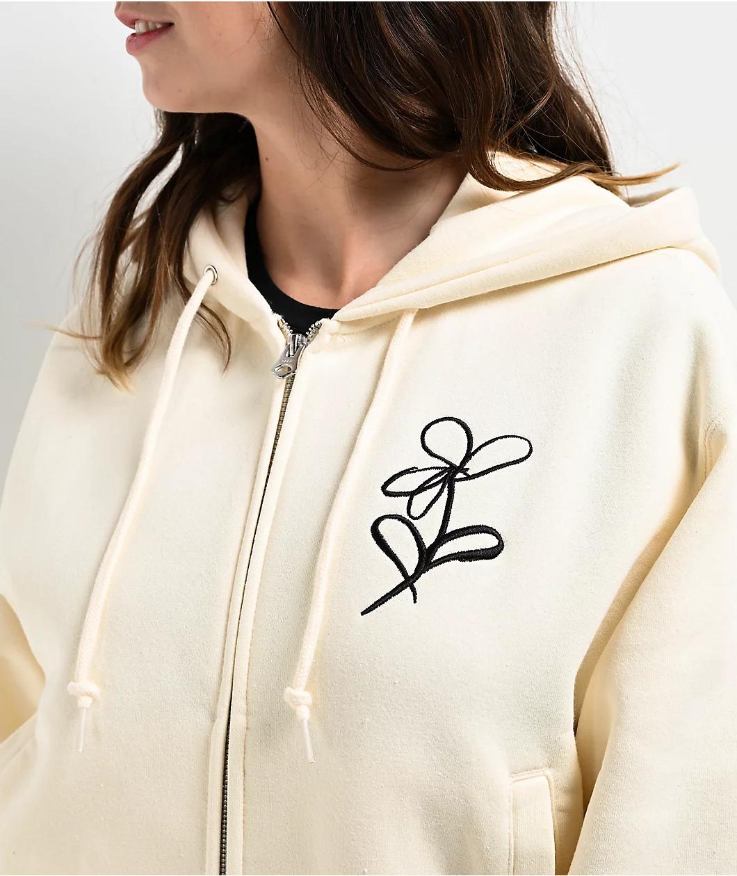 Obey Chalk Writing Unbleached Zip Hoodie Product Image
