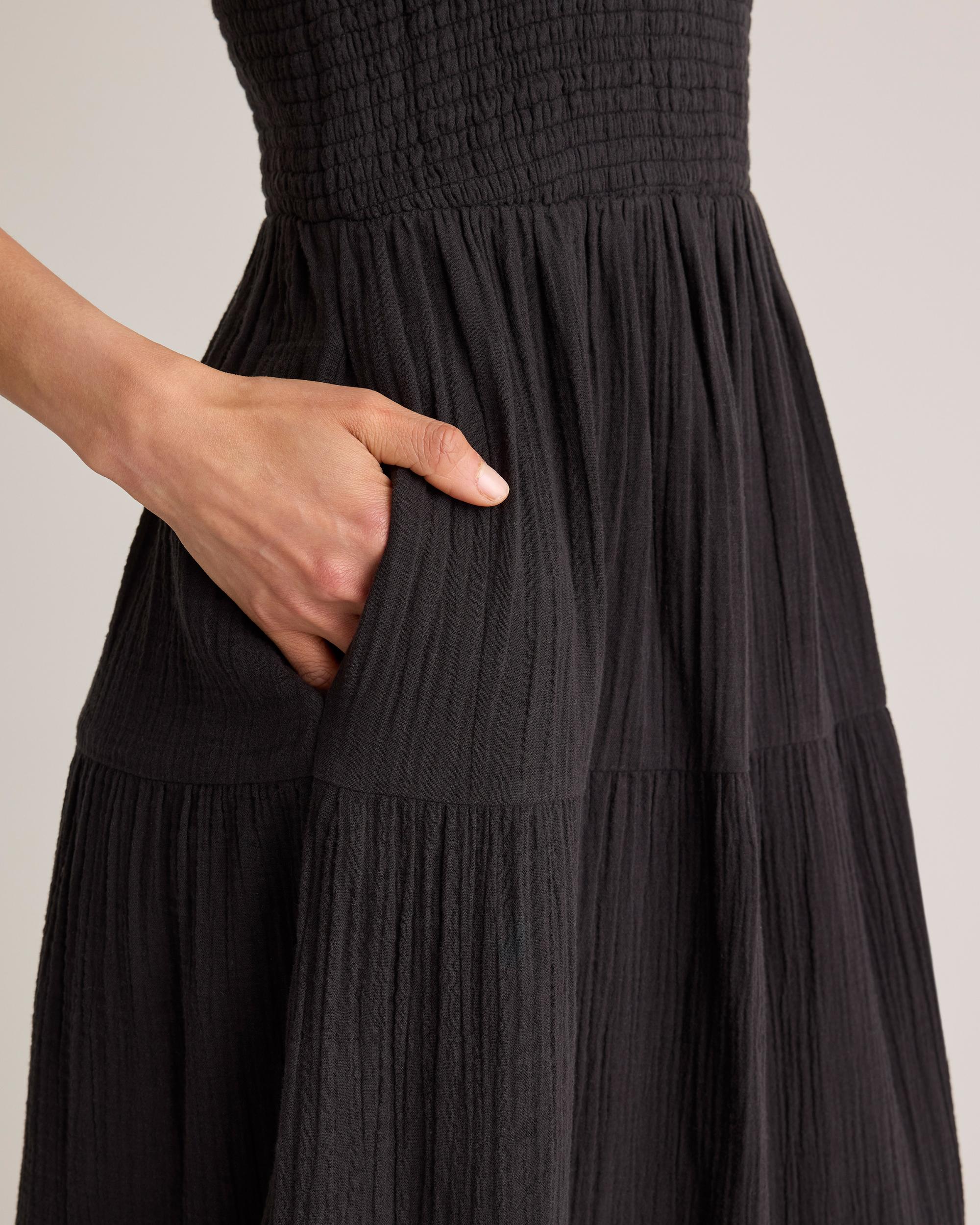 Quince | Women's Gauze Smocked Sleeveless Maxi Dress Organic Cotton Product Image