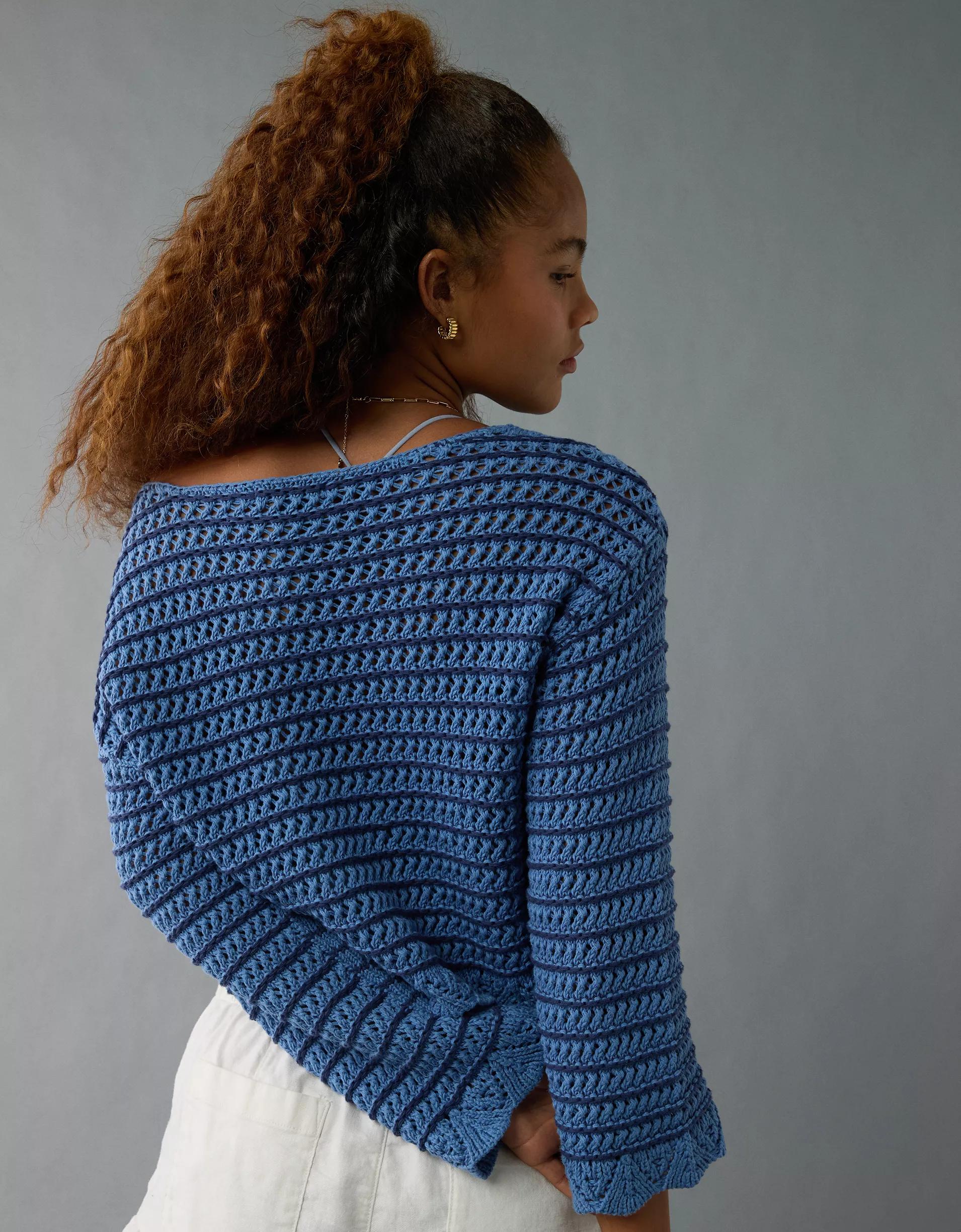 AE Ballet Neck Open Knit Sweater Product Image