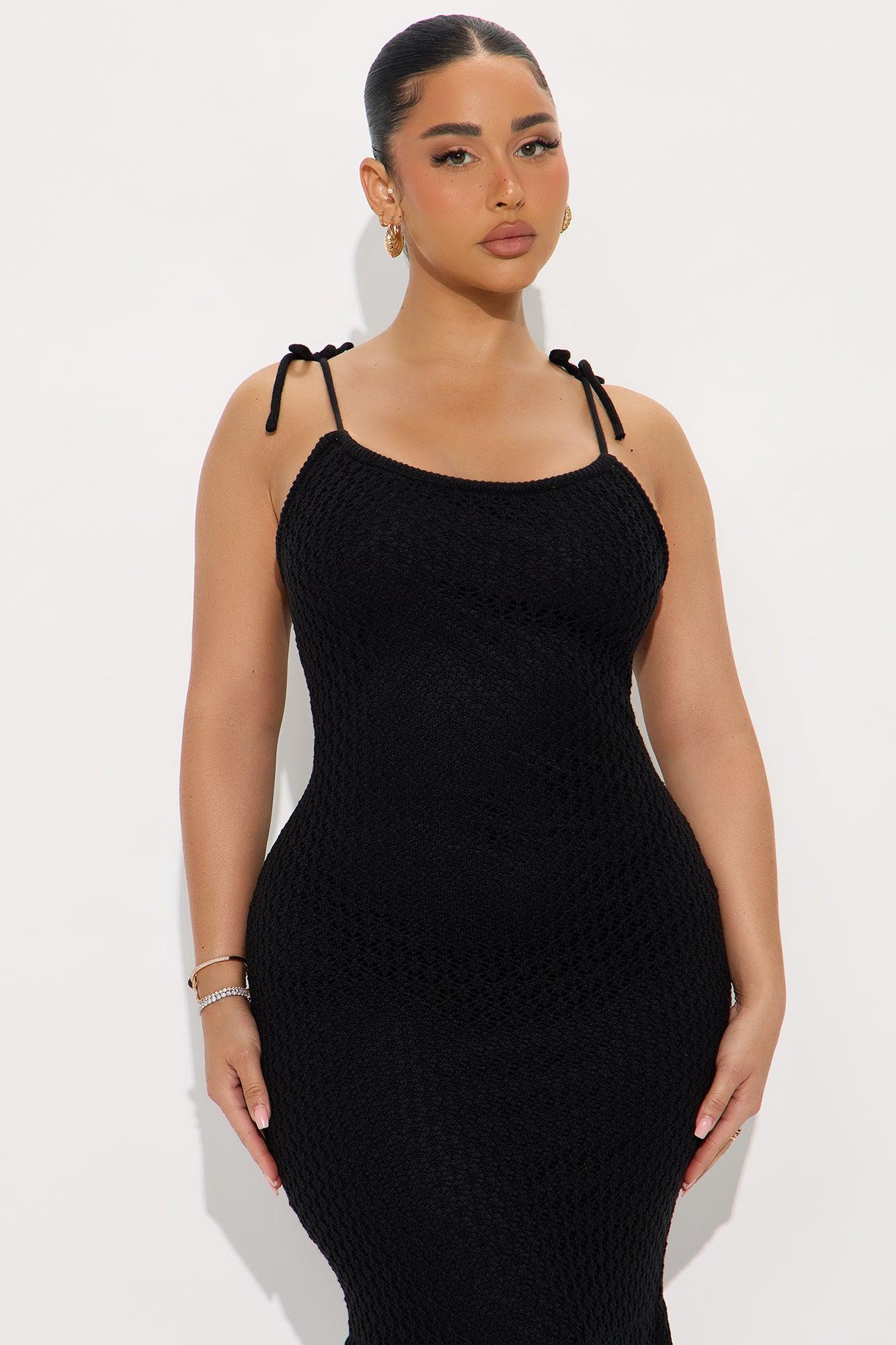 Under The Cabana Crochet Maxi Dress - Black Product Image