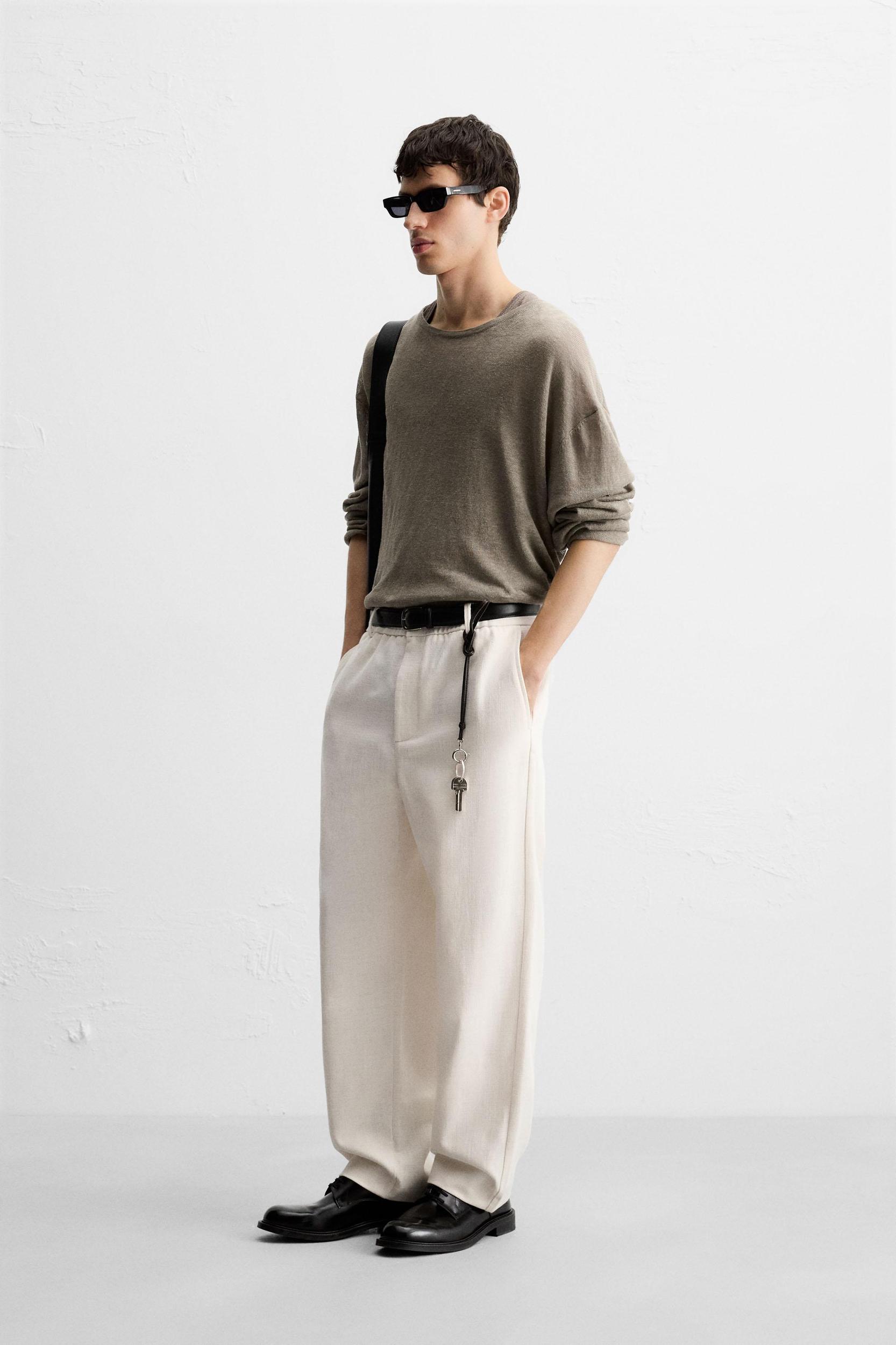 TEXTURED REGULAR FIT PANTS Product Image