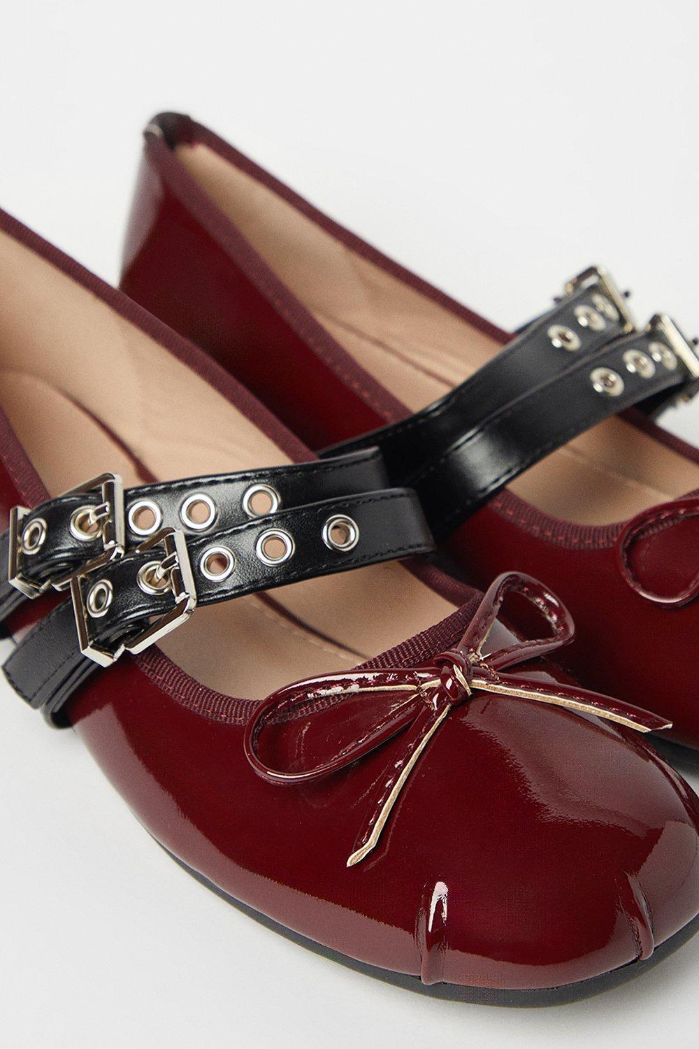 Double Buckle Strap Patent Ballet Flat Product Image