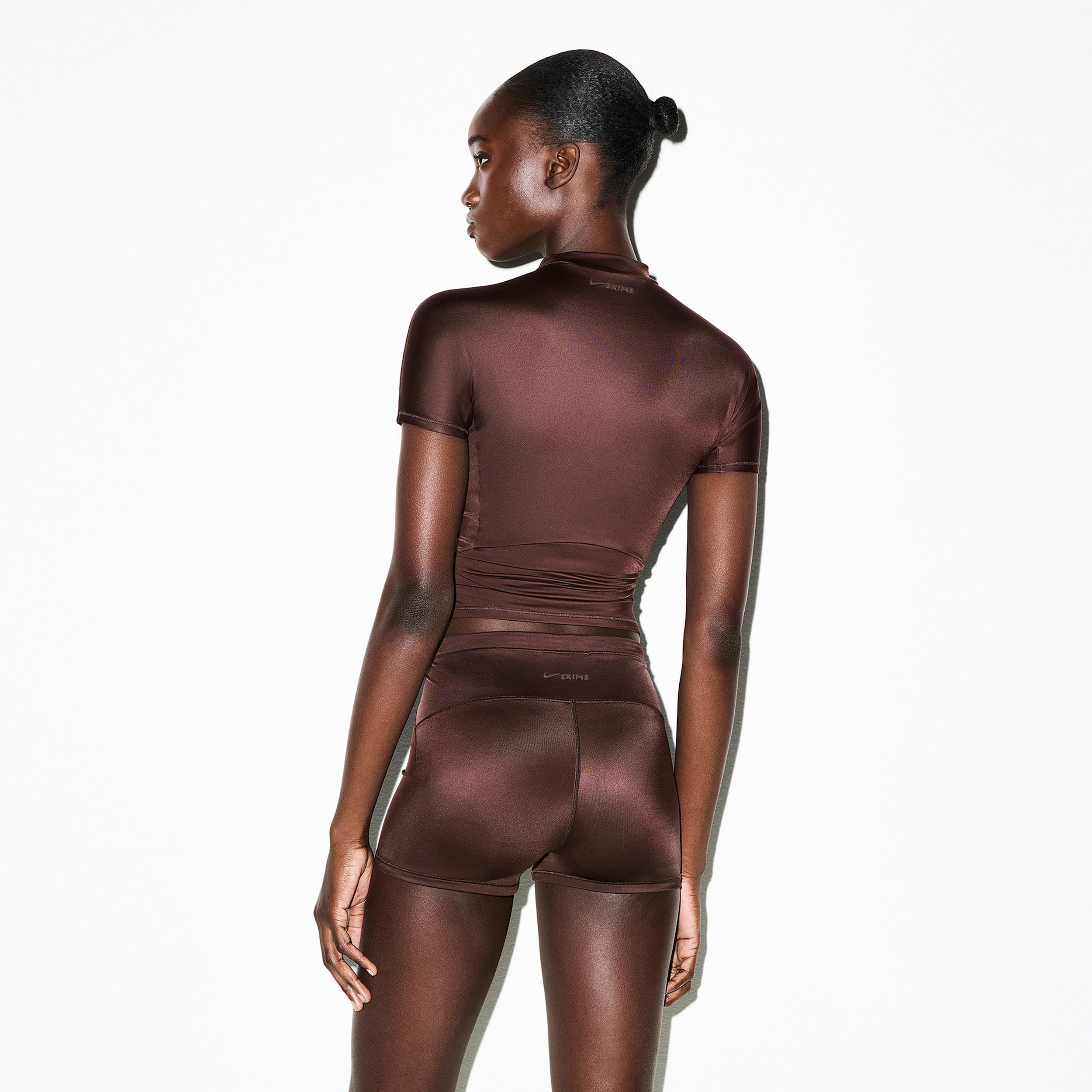 Nike Womens SKIMS Shine Mid-Rise 2 Boyshorts with Drawcord | SHSHO9853W-PHO Product Image