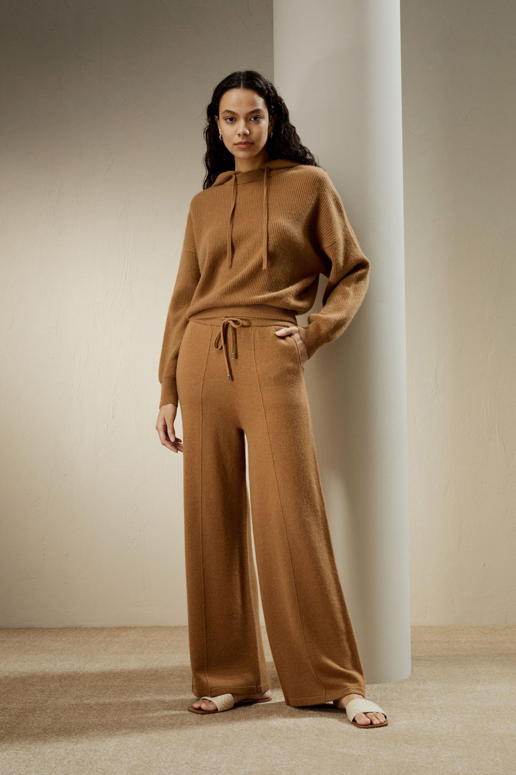 LILYSILK Cashmere Pant - for Women - White 100% Natural Cashmere - Breathable Regular Fit Pants S Product Image