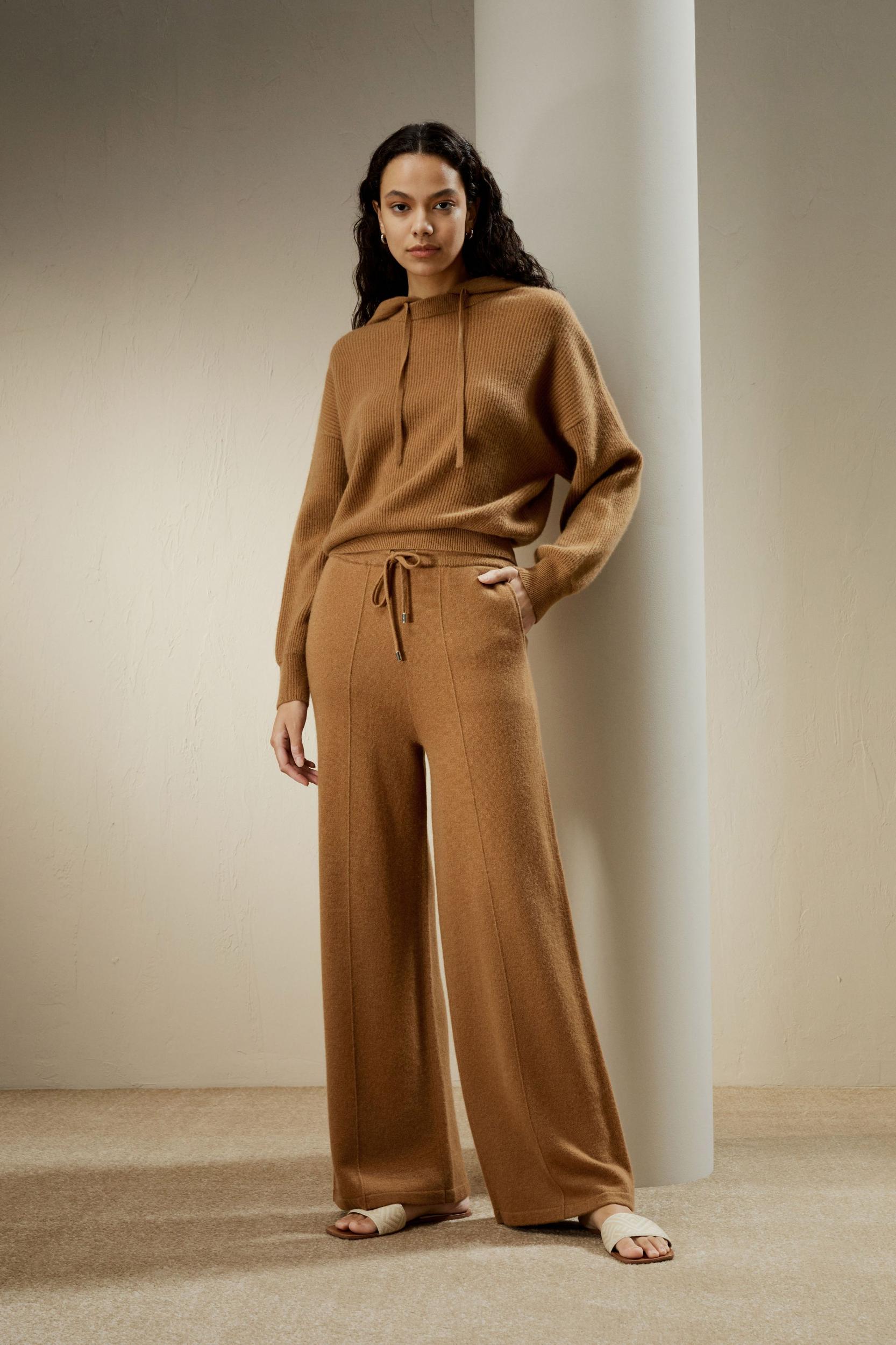 LILYSILK Cashmere Pant - for Women - White 100% Natural Cashmere - Breathable Regular Fit Pants S Product Image