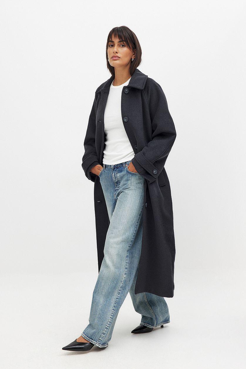 Raglan Sleeve Wool Blend Coat Product Image