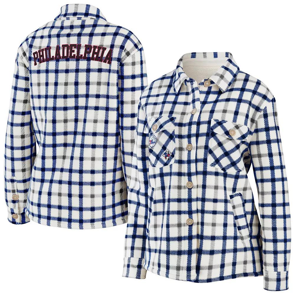 Women's WEAR by Erin Andrews Oatmeal Philadelphia Flyers Plaid Button-Up Shirt Jacket, Size: 2XL, Fly Team Product Image