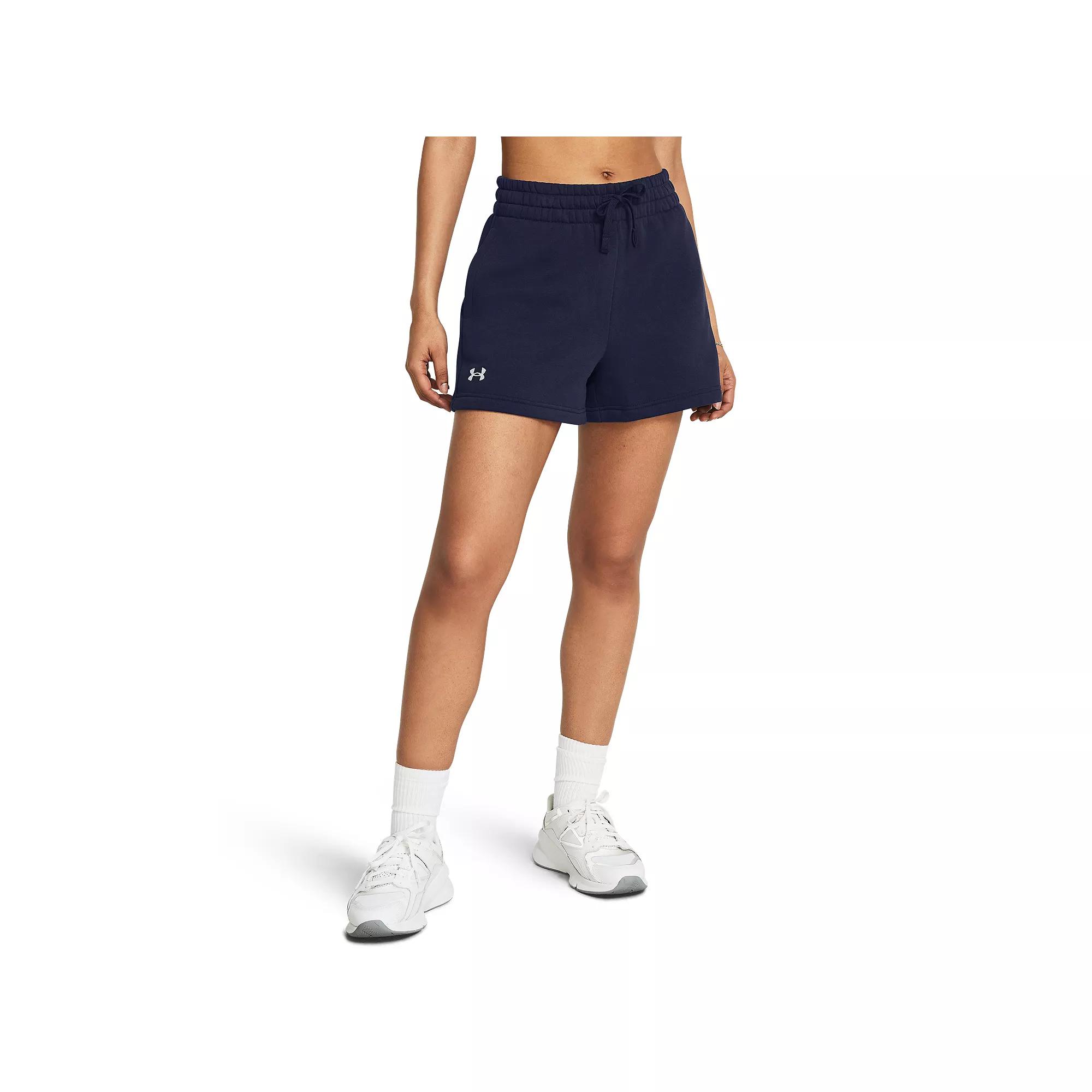 Women's Under Armour Rival Fleece Shorts, Size: Large, Black Navy Product Image