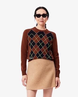 Embroidered Argyle Intarsia Sweater Product Image