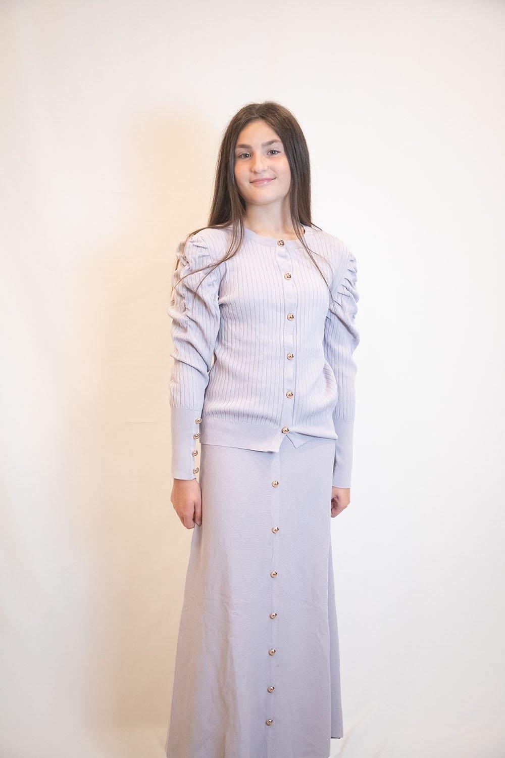 Lilac Gold Button A-line Skirt Product Image